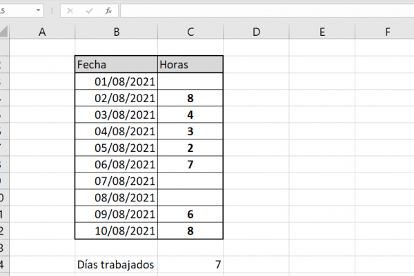 Contar las celdas no vacías en un rango