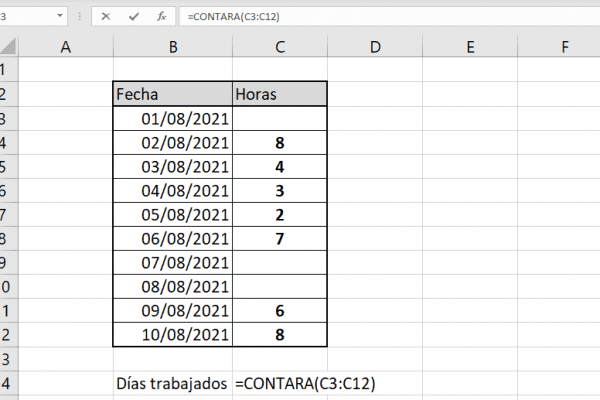 Contar las celdas no vacías en un rango